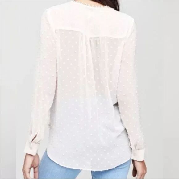 L’Agence Perry Swiss Dot Blouse Ivory Size Small - Picture 2 of 5